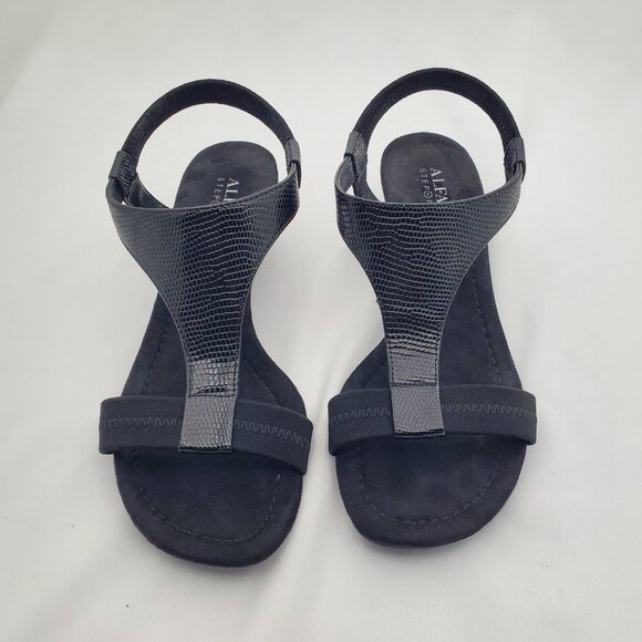 ALFANI Step N Flex Black T-Strap Wedge Sandals 5.5M - Picture 10 of 10